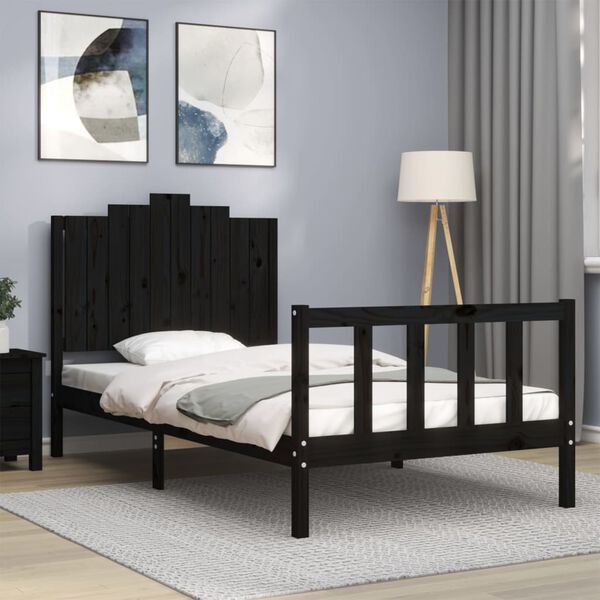 vidaXL Bed Frame without Mattress Black 100x200 cm Solid Wood Pine