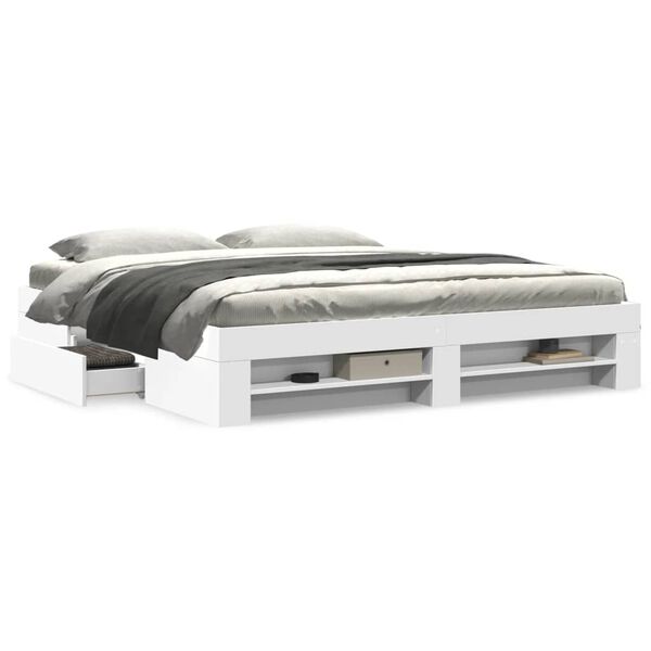 vidaXL Bed Frame without Mattress White 200x200 cm Engineered Wood