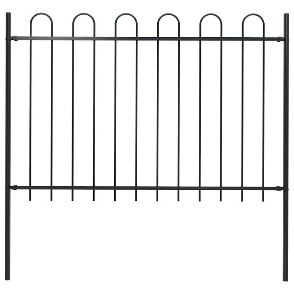 vidaXL Garden Fence with Hoop Top Steel 181x120 cm Black