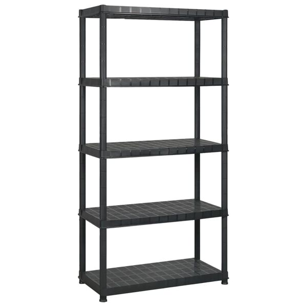vidaXL Storage Shelf 5-Tier Black 170x40x185 cm Plastic