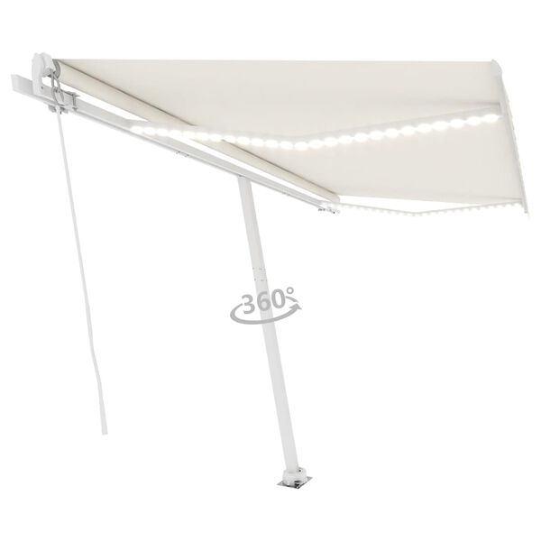 vidaXL Manual Retractable Awning with LED 400x300 cm Cream