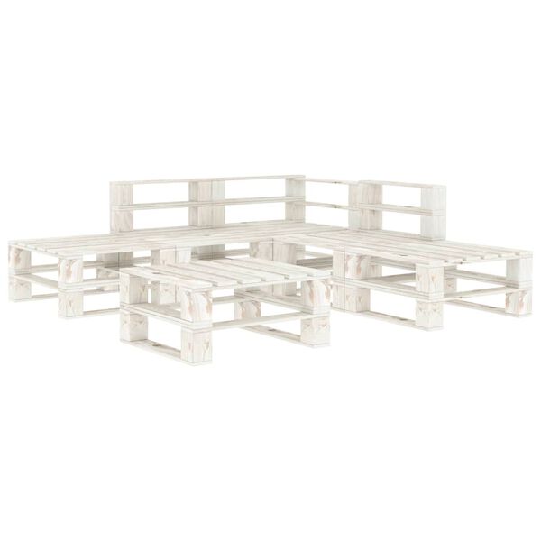 vidaXL 6 Piece Garden Pallets Lounge Set Wood White