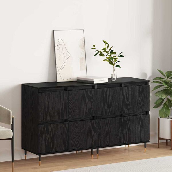 vidaXL Storage Cabinet 2 pcs Black Oak 60 x 35 x 70 cm
