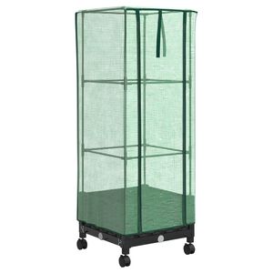 vidaXL Garden Planter with Greenhouse Cover&Wheels Black PP