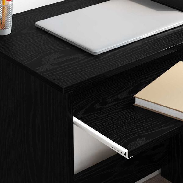 vidaXL Desk with Shelf Black Oak 106 x 40 x 88.5 cm Engineered Wood