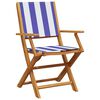vidaXL Garden Chairs 2 pcs Blue and White Solid Wood Acacia and Fabric