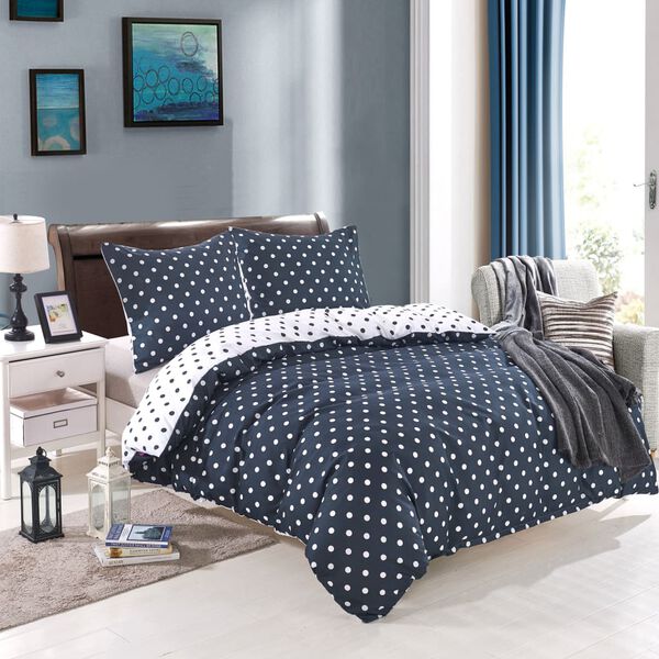 vidaXL Duvet Cover Set Polka Dot Print 240x220/80x80 cm