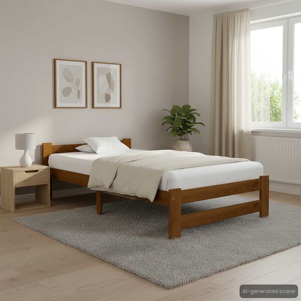 vidaXL Bed Frame without Mattress Honey Brown Solid Pine Wood 100x200cm