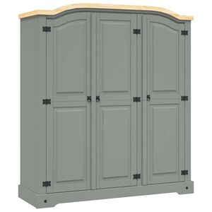 vidaXL Wardrobe Mexican Pine Corona Range 3 Doors Grey