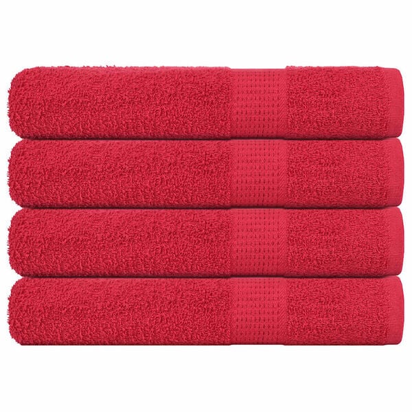 vidaXL Towels 4 pcs "FROGN" Red 100x200 cm 100% Cotton