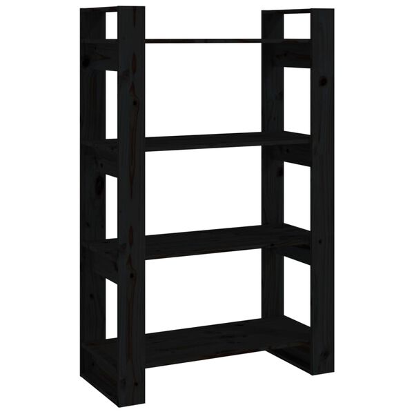 vidaXL Book Cabinet/Room Divider Black 80x35x125 cm Solid Wood Pine