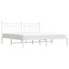 vidaXL Metal Bed Frame without Mattress with Headboard White 193x203cm