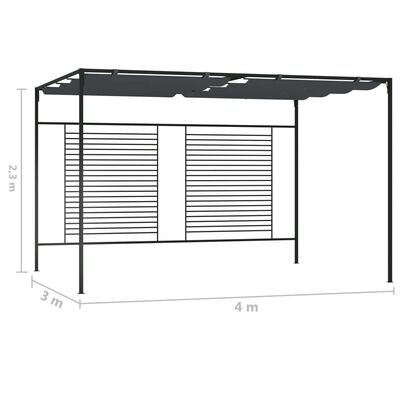 vidaXL Gazebo with Retractable Roof 4x3x2.3 m Anthracite 180 g/m²