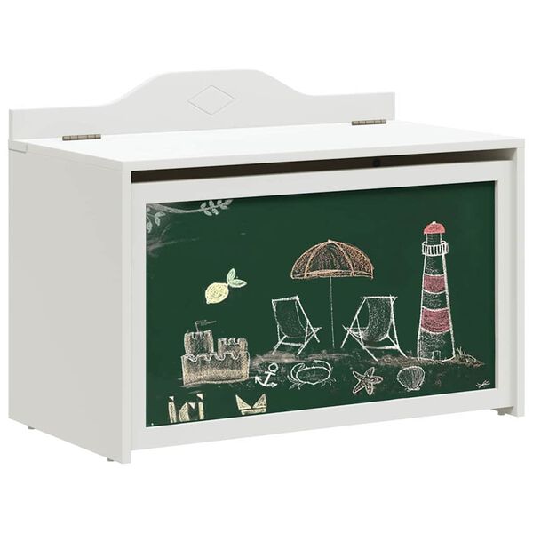 vidaXL Box with Storage and Chalkboard Front with Storage ROROS White