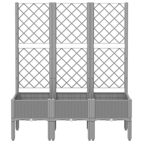 vidaXL Garden Planter with Trellis Light Grey 120x40x142 cm PP