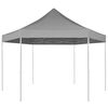 vidaXL Hexagonal Pop-Up Foldable Marquee Grey 3.6x3.1 m