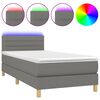 vidaXL Box Spring Bed with Mattress&LED Dark Grey 80x200cm Fabric