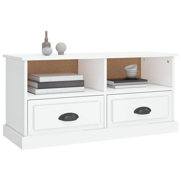 vidaXL TV Cabinet High Gloss White 93x35.5x45 cm Engineered Wood