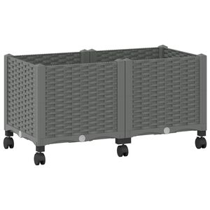 vidaXL Garden Planter with Wheels Light Grey 80 x 40 x 48 cm PP