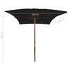 vidaXL Garden Parasol with Wooden Pole Black 200x300 cm