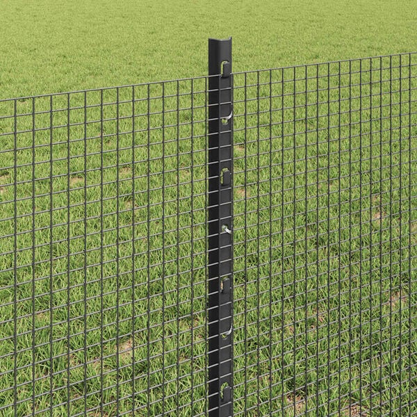 vidaXL Fence with Post Grey 0.6 x 50 m Steel and PVC