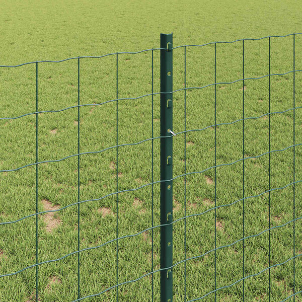 vidaXL Fence with Post Green 1 x 10 m Steel