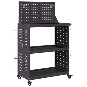 vidaXL Tool Trolley Black 65 x 35 x 111 cm Cold-rolled Steel