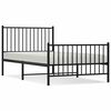 vidaXL Metal Bed Frame without Mattress with Footboard Black 100x190cm