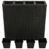 vidaXL Garden Raised Bed with 4 Pots Poly Rattan Black