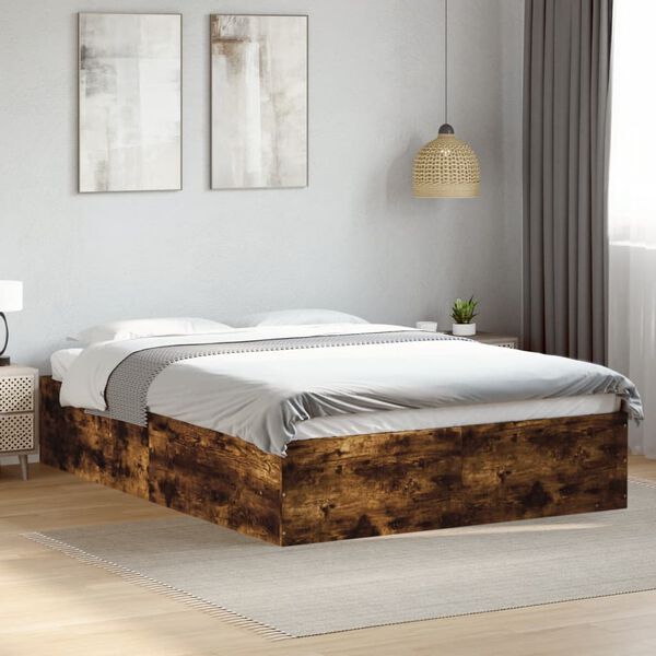 vidaXL Bed Frame without Mattress Smoked Oak 120x200 cm