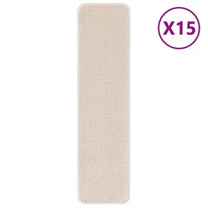 vidaXL Anti-slip Stair Mats 15 pcs 75 x 20 cm Cream PP Rectangular
