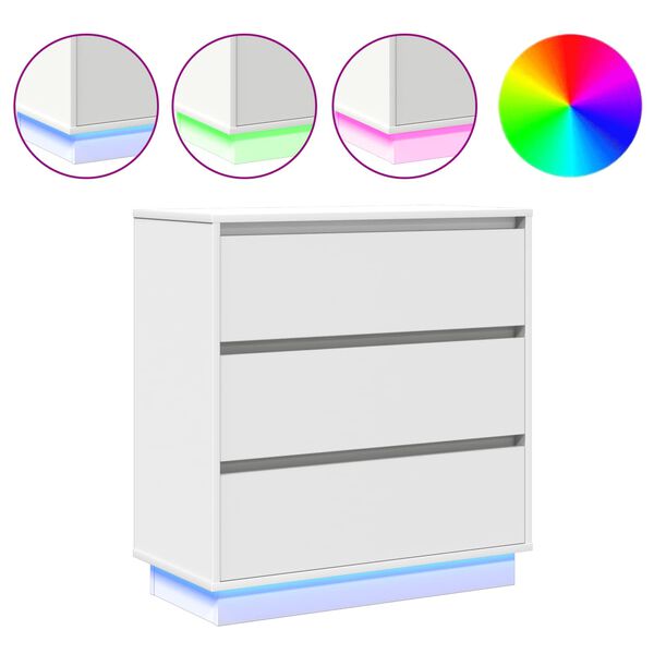 vidaXL Bedside Cabinet White 71 x 34.5 x 75 cm Engineered wood