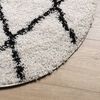 vidaXL Shaggy Rug PAMPLONA High Pile Modern Cream and Black &Oslash; 120 cm