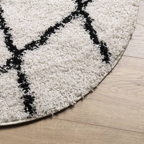 vidaXL Shaggy Rug PAMPLONA High Pile Modern Cream and Black &Oslash; 120 cm