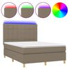 vidaXL Box Spring Bed with Mattress&LED Taupe 140x190 cm Fabric