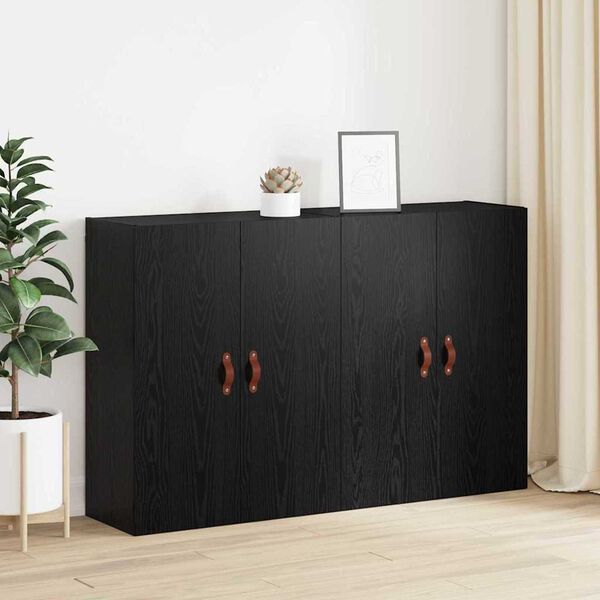 vidaXL Wall-Mounted Cabinet 2 pcs Black Oak 69.5 x 34 x 90 cm
