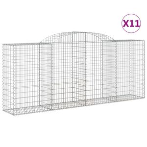 vidaXL Arched Gabion Baskets 11 pcs 300x50x120/140 cm Galvanised Iron