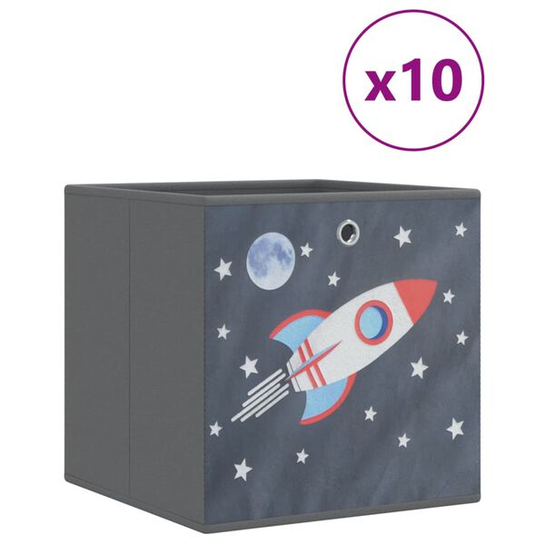 vidaXL Foldable Storage Boxes 10 pcs Grey 32x32x32 cm Non-woven Fabric