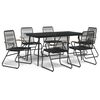 vidaXL 7 Piece Garden Dining Set Black PVC Rattan