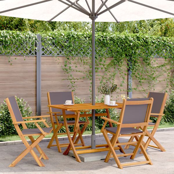 vidaXL Folding Garden Chairs 4 pcs Anthracite Fabric and Solid Wood
