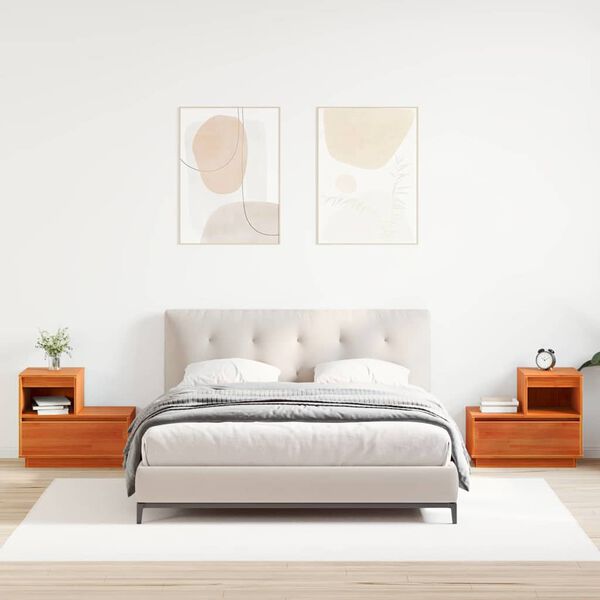 vidaXL Bedside Cabinet 2 pcs Wax Brown 60 x 34 x 51 cm Engineered Wood