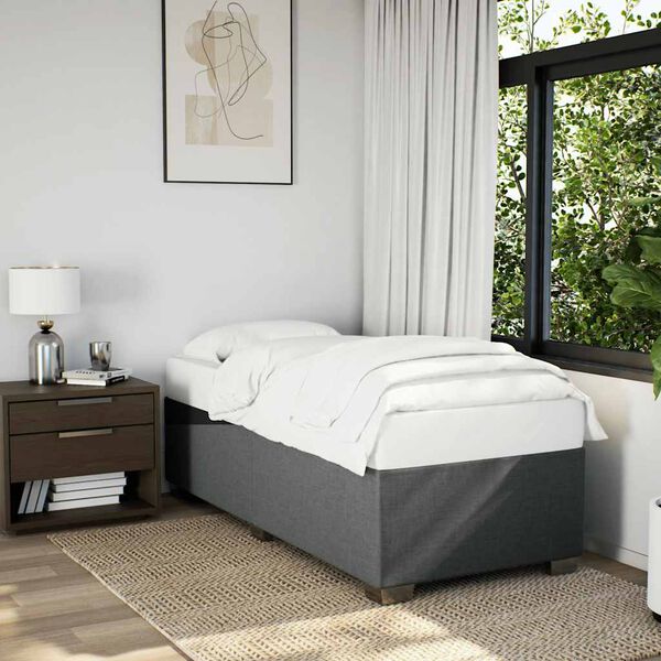 vidaXL Bed Frame without Mattress Dark Grey&nbsp;Single&nbsp;Fabric