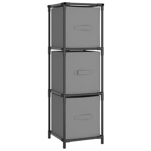 vidaXL Storage Cabinet with 3 Fabric Drawers Grey 34x34x101 cm Steel
