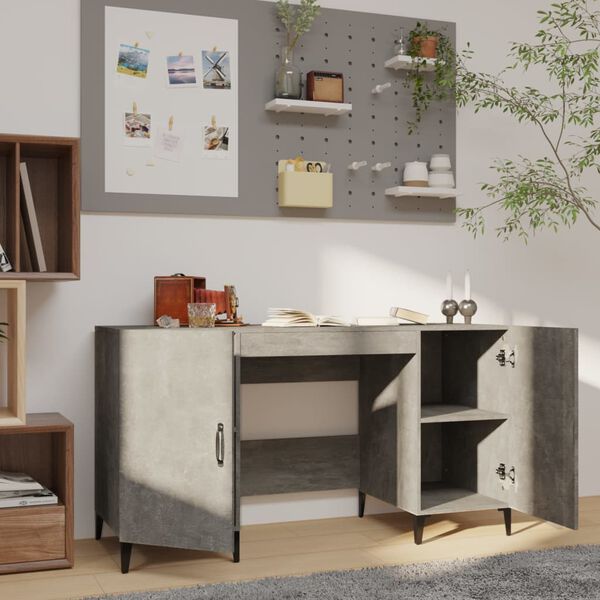 vidaXL Desk Concrete Grey 140x50x75 cm Engineered Wood