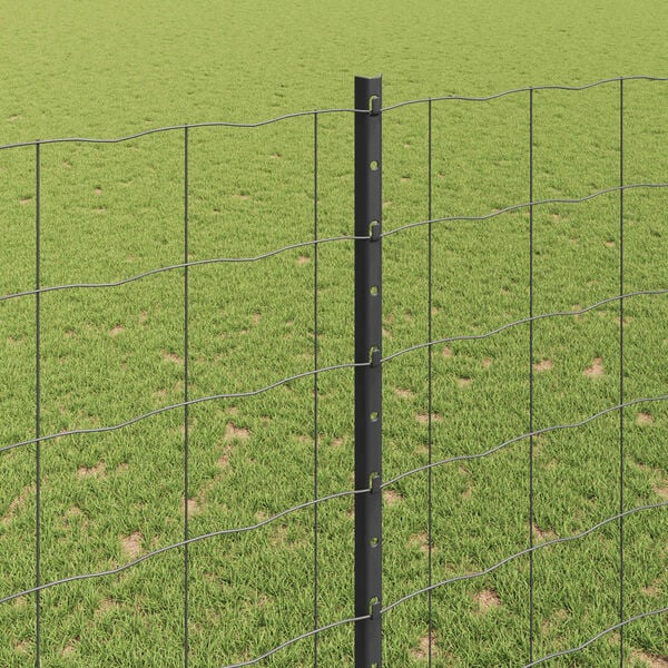 vidaXL Fence with Post Grey 1.5 x 10 m Steel