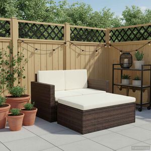 vidaXL 2 Piece Garden Lounge Set with Cushions Poly Rattan Brown