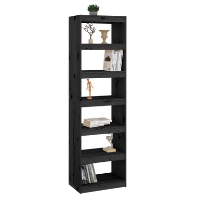 vidaXL Book Cabinet/Room Divider Black 60x30x199.5 cm Solid Wood Pine