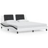 vidaXL Bed Frame without Mattress "Zadar" White and Black 180x200 cm Super King Faux Leather