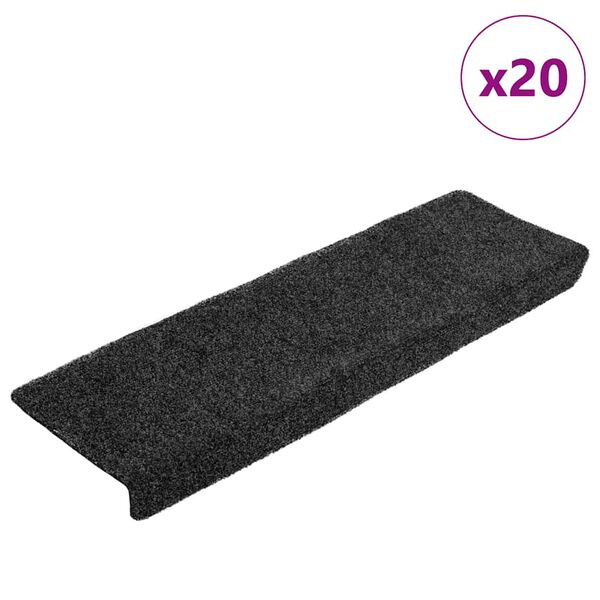 vidaXL Stair Mats Self-adhesive 20 pcs 65x21x4 cm Grey Rectangular Edge