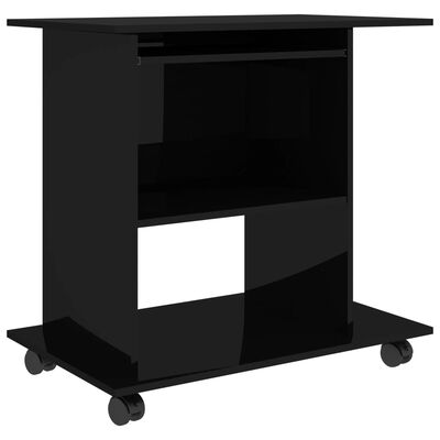vidaXL Computer Desk High Gloss Black 80x50x75 cm Engineered Wood